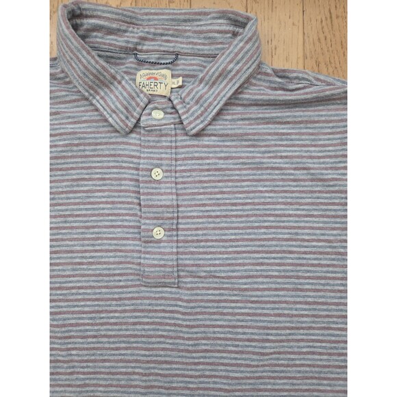 Faherty Polo Shirt Men’s XL Striped Multicolor Short Sleeve Pima Cotton Blend - Picture 1 of 8